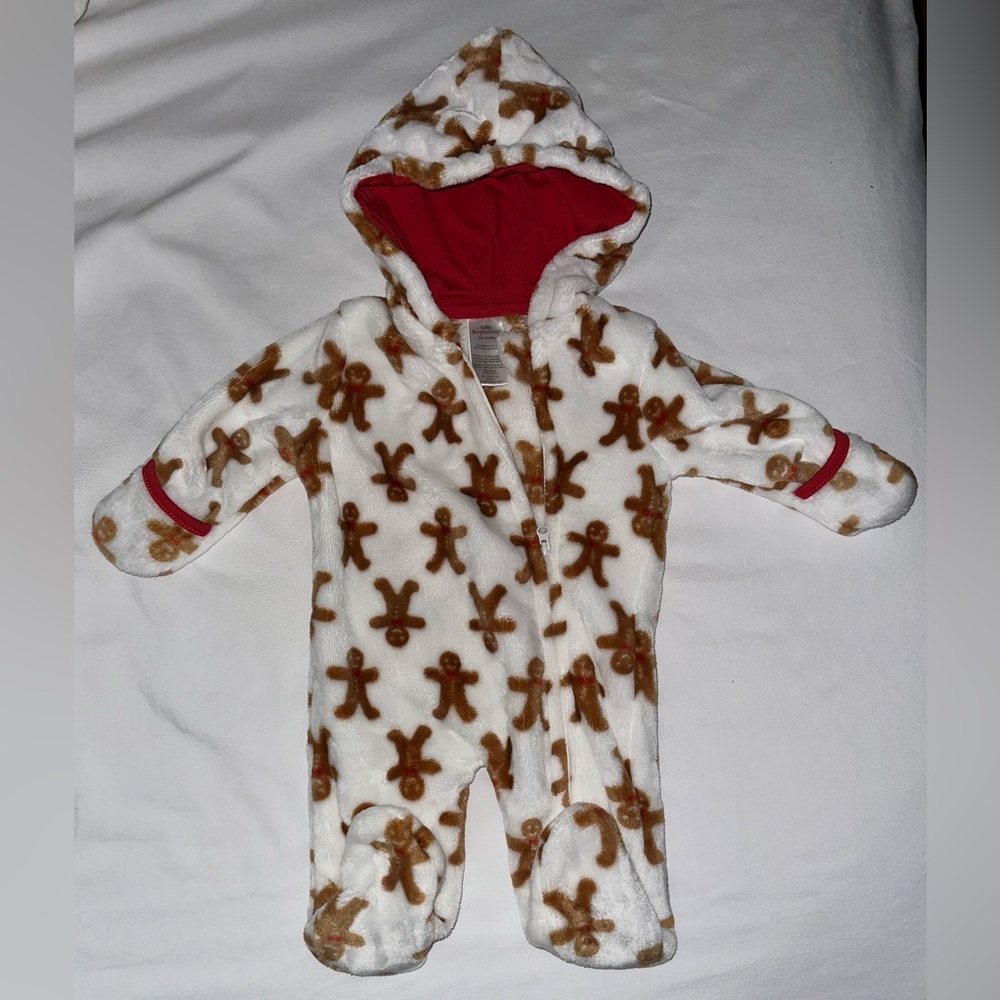 Cozy Gingerbread Print Kids One Piece